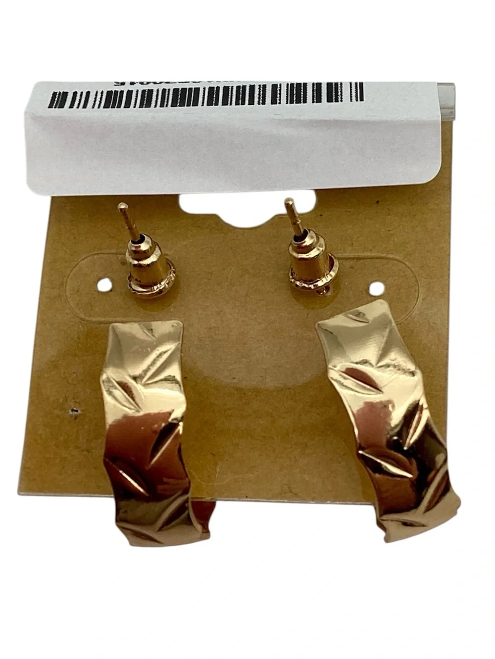Gold Tone Textured Stud Hoop Earrings (NWT)